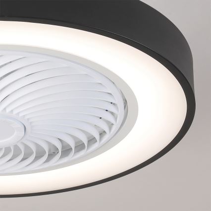 Brilagi - Plafoniera LED dimmerabile con ventilatore, 30W/230V, 3000-6500K, Ø 50 cm, nero + telecomando