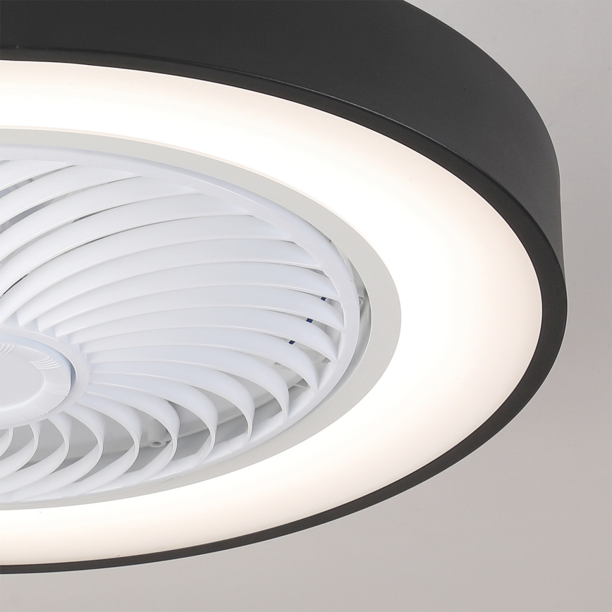 Brilagi - Plafoniera LED dimmerabile con ventilatore, 30W/230V, 3000-6500K, Ø 50 cm, nero + telecomando