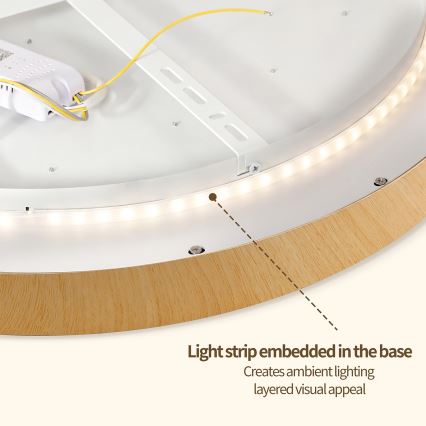 Brilagi - Plafoniera dimmerabile a LED GLASS POOL DOUBLE LED/60W/230V 3000-6000K 50 cm finitura effetto legno + telecomando
