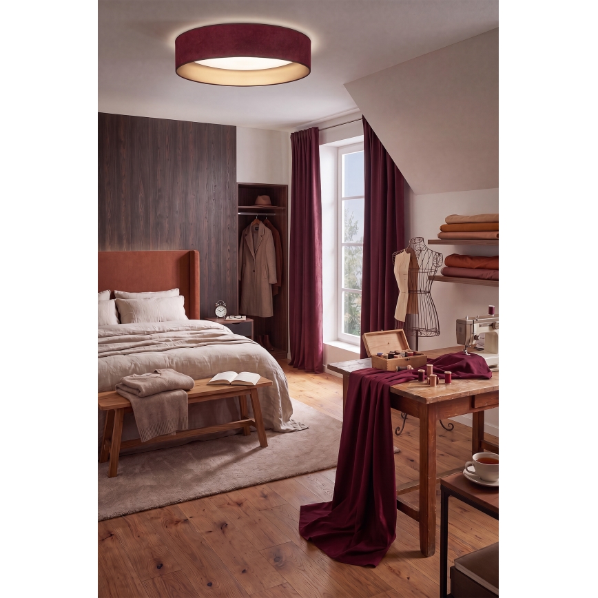 Brilagi - Plafoniera da soffitto LED dimmerabile VELVET SMARTIX STARS, 24W/230V, temperatura colore regolabile 3000-6000K, Ø 45 cm, bordeaux/oro, Wi-Fi Tuya Beacon + telecomando