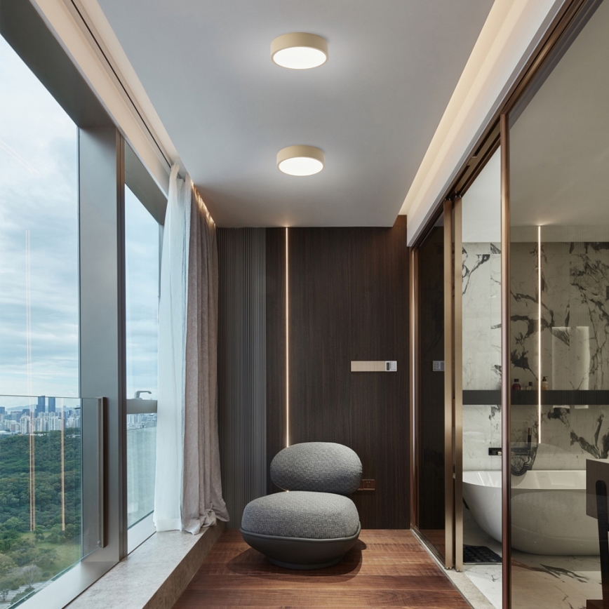 Brilagi - Plafoniera LED dimmerabile POOL LED/18W/230V 3000-6000K 20 cm beige + telecomando