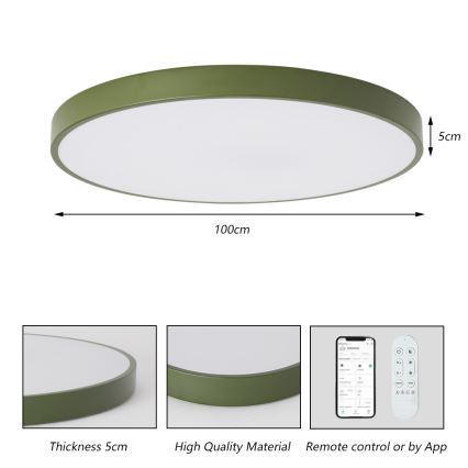 Brilagi - Lampada LED dimmerabile POOL SMART LED/128W/230V Ø 100 cm 3000–6000K Wi‑Fi Tuya + telecomando verde