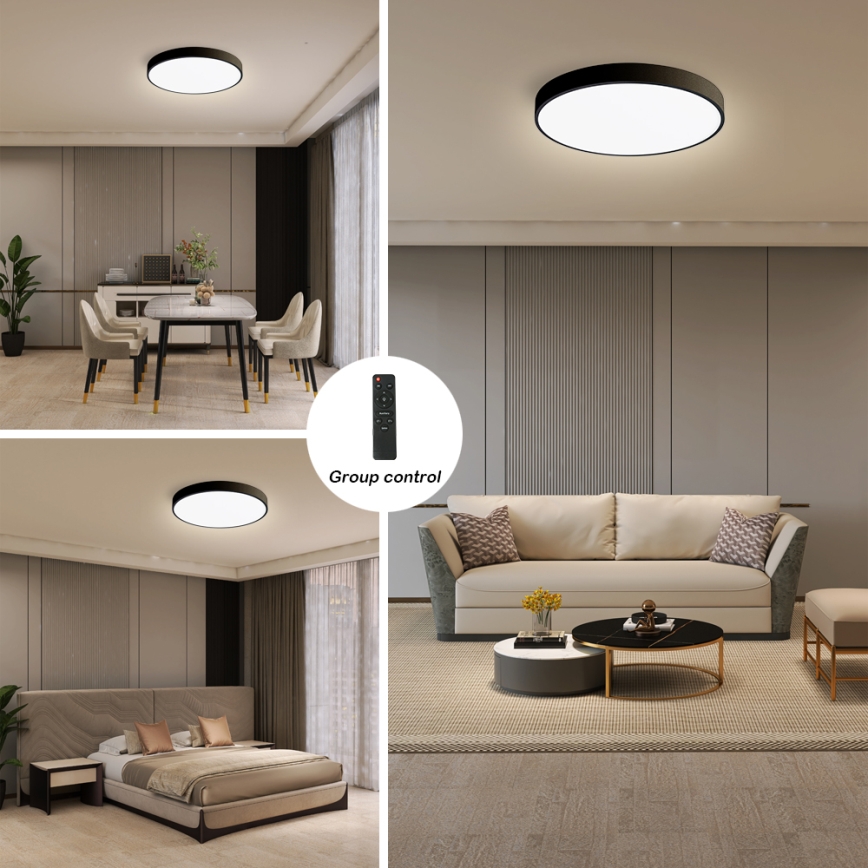 Brilagi - Plafoniera dimmerabile a LED POOL SMART LED/48W/230V 40 cm 3000-6000K Wi-Fi Tuya + telecomando nera