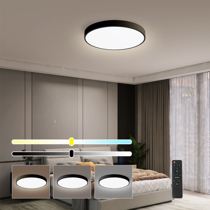 Brilagi - Plafoniera dimmerabile a LED POOL SMART LED/48W/230V 40 cm 3000-6000K Wi-Fi Tuya + telecomando nera