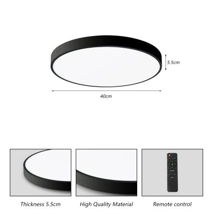 Brilagi - Plafoniera dimmerabile a LED POOL SMART LED/48W/230V 40 cm 3000-6000K Wi-Fi Tuya + telecomando nera