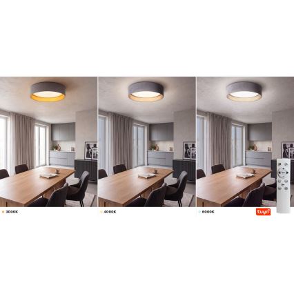 Brilagi - plafoniera LED dimmerabile VELVET SMARTIX LED/24W/230V 3000-6000K diam. 45 cm grigio/oro Wi-Fi Tuya Beacon + telecomando
