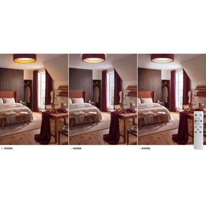 Brilagi - Plafoniera LED dimmerabile VELVET SMART VARI LED/24W/230V 3000-6500K Ø 45 cm bordeaux/oro + telecomando