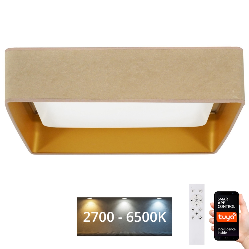 Brilagi - Plafoniera dimmerabile VELVET SQUARE SMART LED/36W/230V 60x60 cm 2700-6500K Wi-Fi Tuya + telecomando beige
