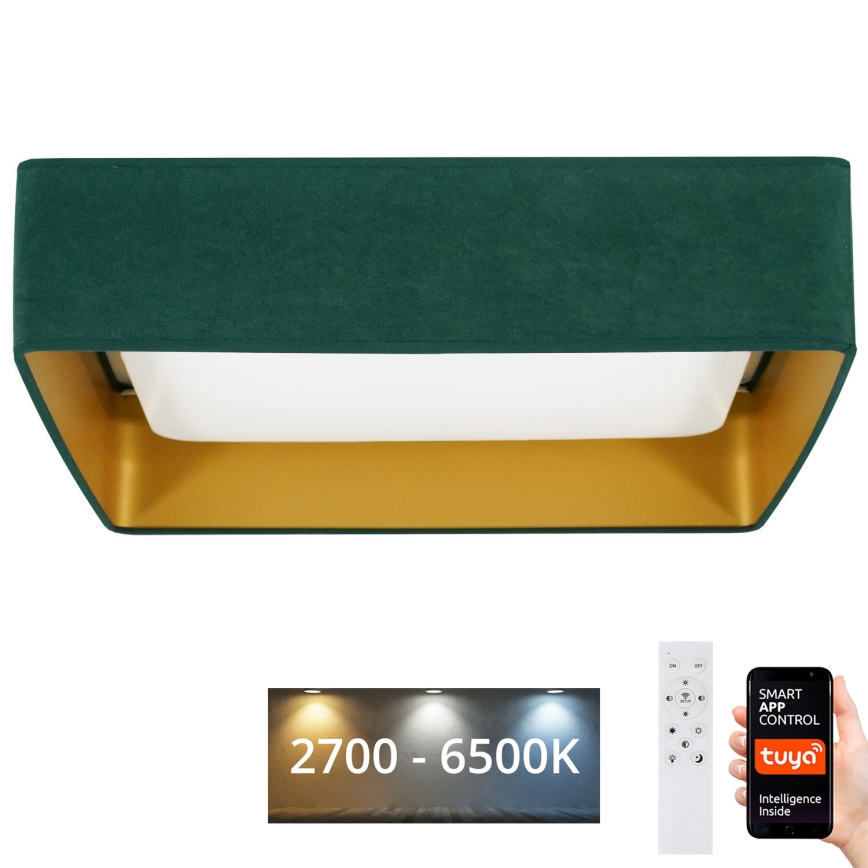 Brilagi - Lampada da soffitto LED dimmerabile VELVET SQUARE SMART LED/36W/230V 60x60 cm 2700-6500K Wi-Fi Tuya + telecomando verde
