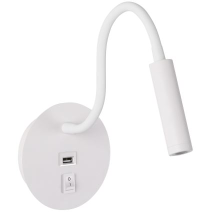 Brilagi - LED Lampada flessibile da muro con porta USB MAYA LED/3W/230V 4000K bianco