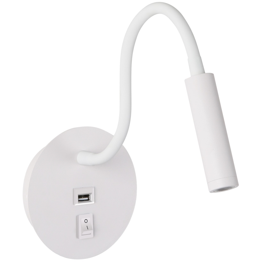 Brilagi - LED Lampada flessibile da muro con porta USB MAYA LED/3W/230V 4000K bianco