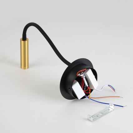 Brilagi - LED Lampada flessibile da muro con porta USB MAYA LED/3W/230V 4000K nero/oro