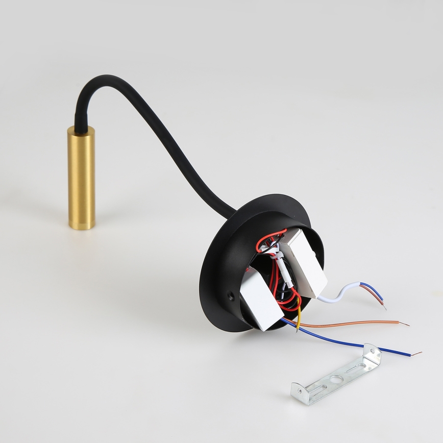 Brilagi - LED Lampada flessibile da muro con porta USB MAYA LED/3W/230V 4000K nero/oro