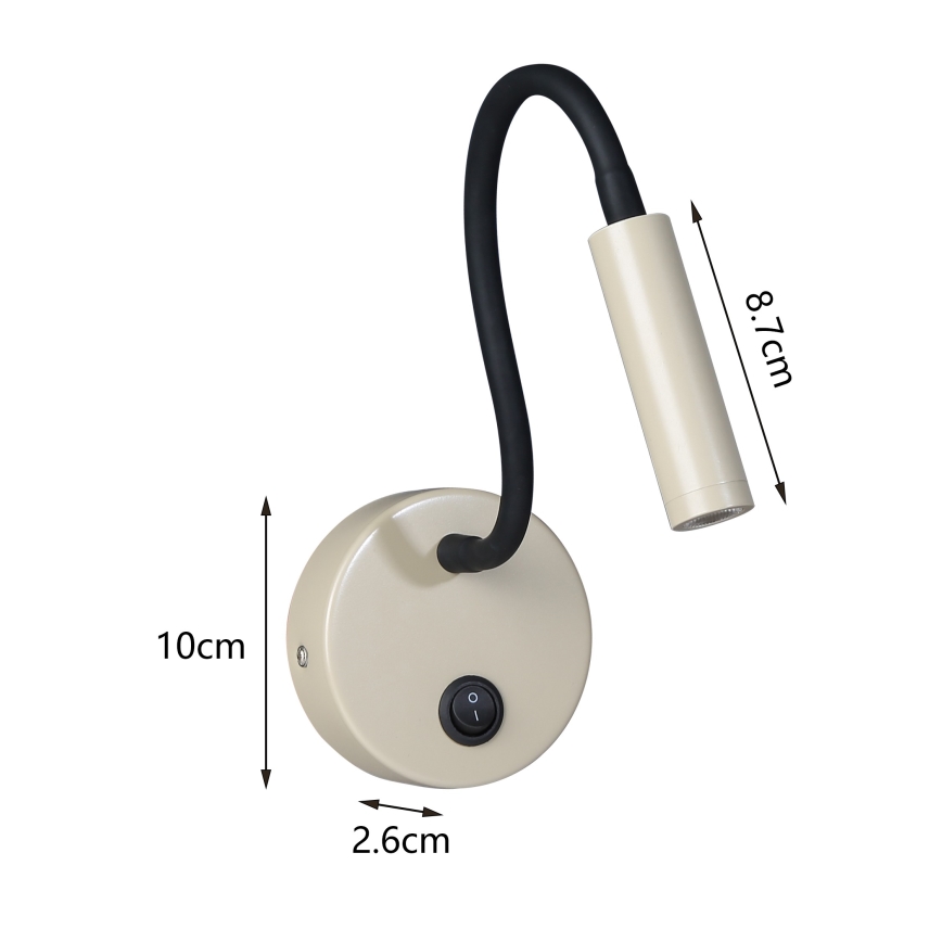 Brilagi - LED Lampada flessibile da muro MAYA LED/3W/230V 4000K beige