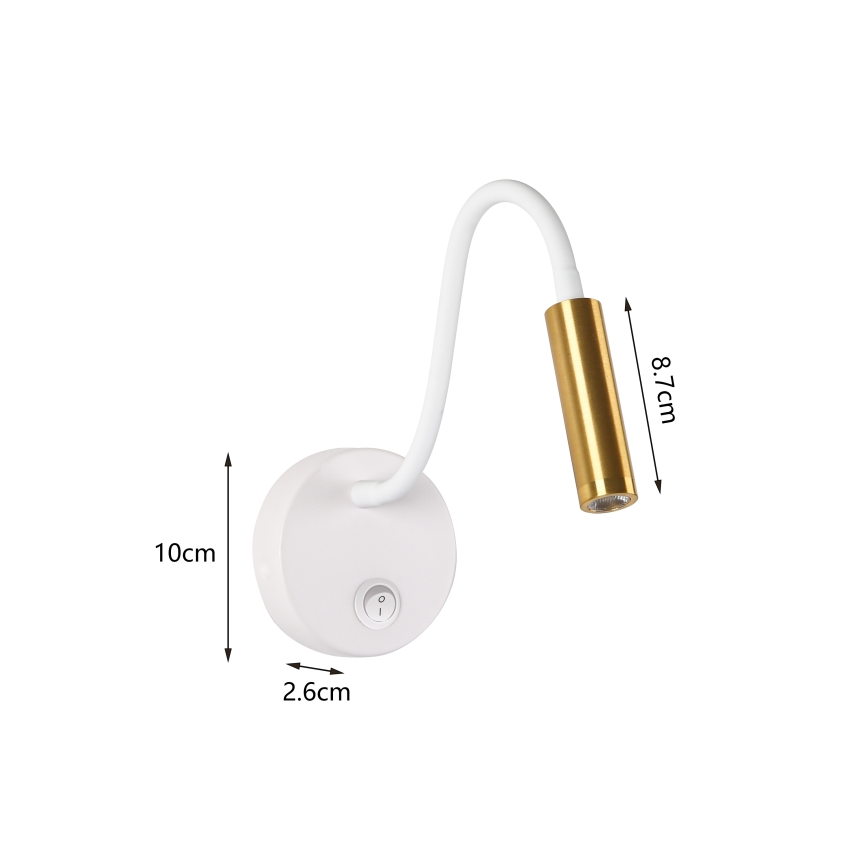 Brilagi - LED Lampada flessibile da muro MAYA LED/3W/230V 4000K bianco/oro