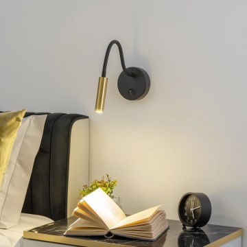 Brilagi - LED Lampada flessibile da muro MAYA LED/3W/230V 4000K nero/oro