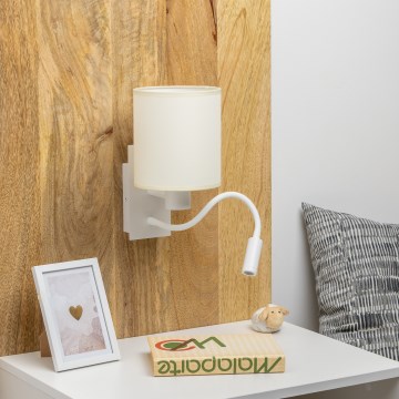Brilagi - LED Lampada flessibile da muro NUBILA 1xE27/25W/230V + LED/3W bianco/color crema
