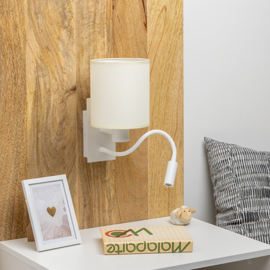 Brilagi - LED Lampada flessibile da muro NUBILA 1xE27/25W/230V + LED/3W bianco/color crema