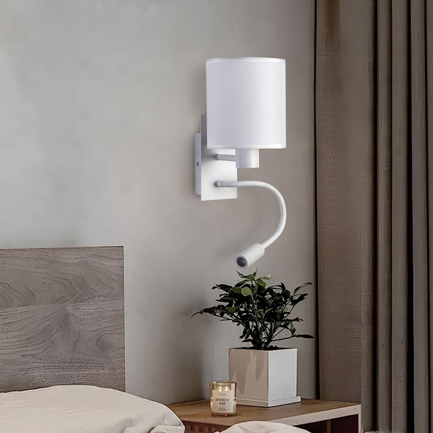 Brilagi - LED Lampada flessibile da muro NUBILA 1xE27/25W/230V + LED/3W bianco