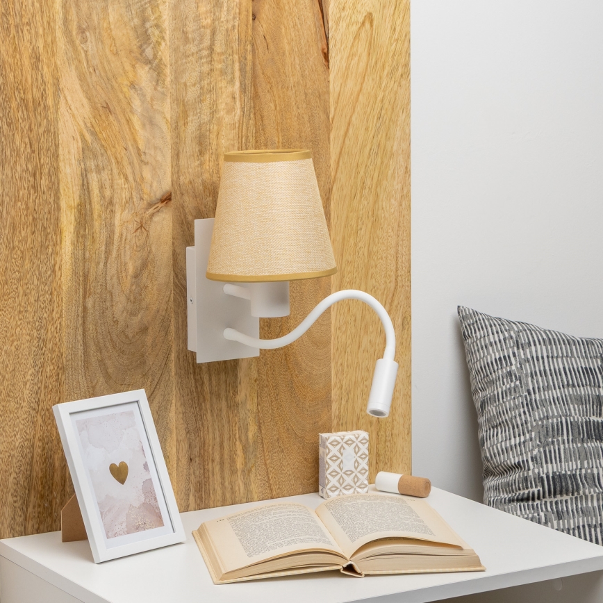 Brilagi - LED Lampada flessibile da muro NUBILA 1xE27/25W/230V + LED/3W bianco/marrone chiaro