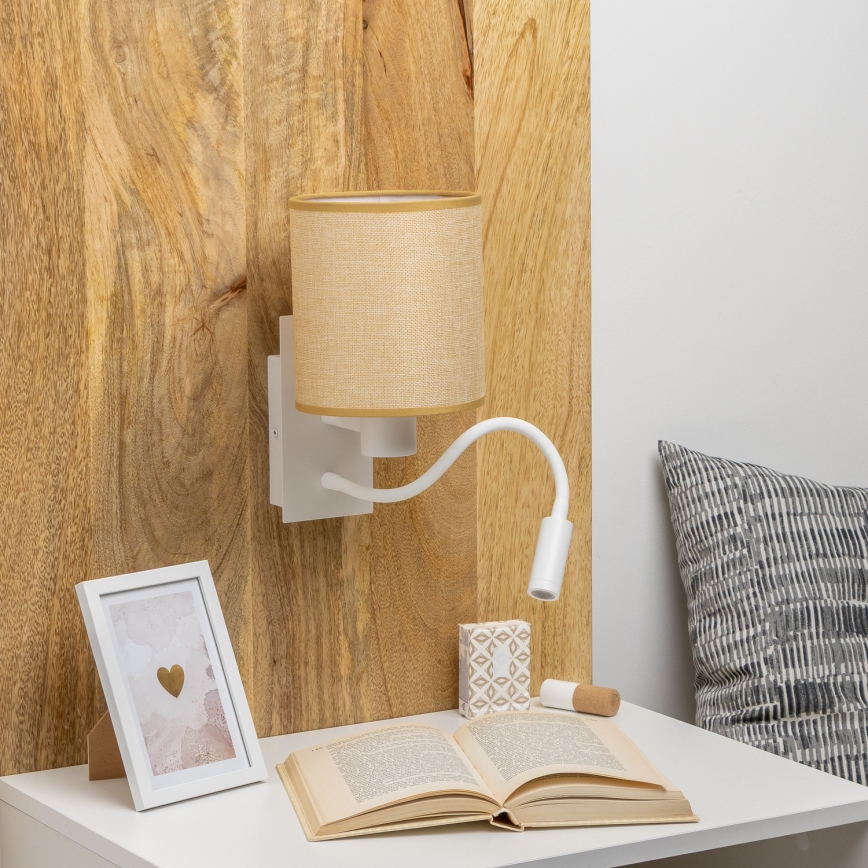 Brilagi - LED Lampada flessibile da muro NUBILA 1xE27/25W/230V + LED/3W bianco/marrone chiaro