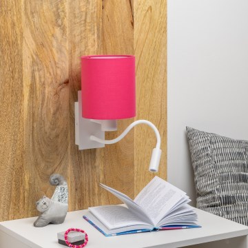Brilagi - LED Lampada flessibile da muro NUBILA 1xE27/25W/230V + LED/3W bianco/rosa