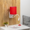 Brilagi - LED Lampada flessibile da muro NUBILA 1xE27/25W/230V + LED/3W bianco/rosso