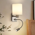 Brilagi - LED Lampada flessibile da muro NUBILA 1xE27/25W/230V + LED/3W cromo opaco/color crema