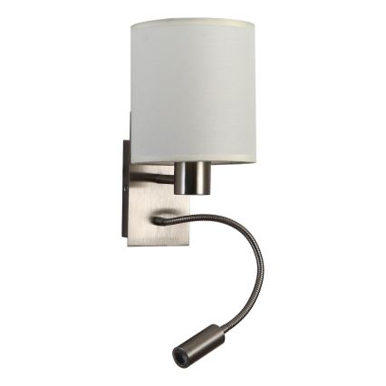 Brilagi - LED Lampada flessibile da muro NUBILA 1xE27/25W/230V + LED/3W cromo opaco/color crema