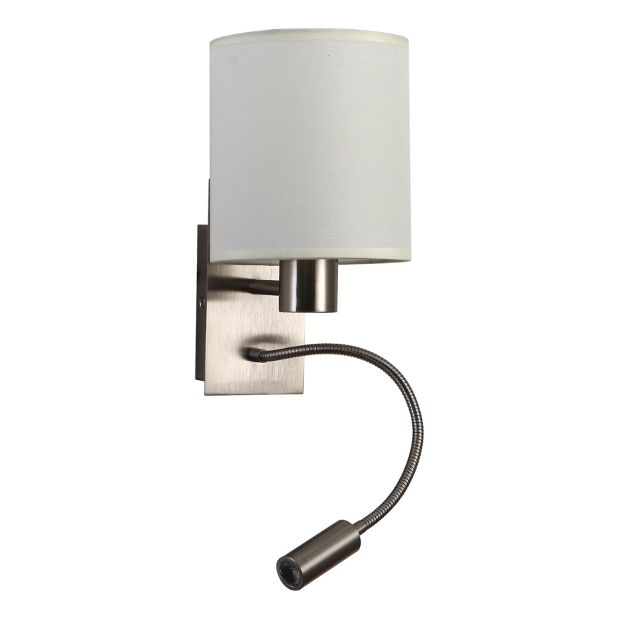 Brilagi - LED Lampada flessibile da muro NUBILA 1xE27/25W/230V + LED/3W cromo opaco/color crema