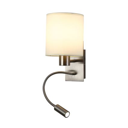 Brilagi - LED Lampada flessibile da muro NUBILA 1xE27/25W/230V + LED/3W cromo opaco/color crema