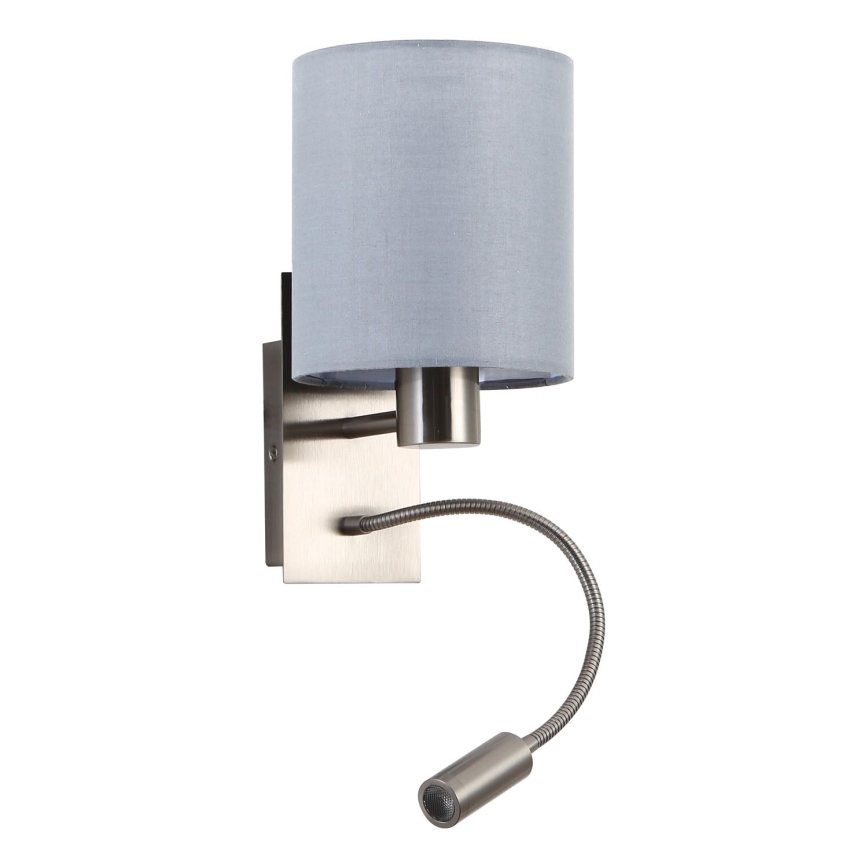 Brilagi - LED Lampada flessibile da muro NUBILA 1xE27/25W/230V + LED/3W cromo opaco/grigio