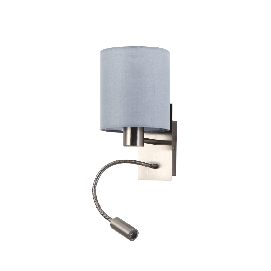 Brilagi - LED Lampada flessibile da muro NUBILA 1xE27/25W/230V + LED/3W cromo opaco/grigio