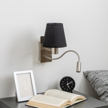 Brilagi - LED Lampada flessibile da muro NUBILA 1xE27/25W/230V + LED/3W cromo opaco/nero