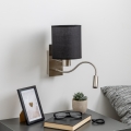 Brilagi - LED Lampada flessibile da muro NUBILA 1xE27/25W/230V + LED/3W cromo opaco/nero