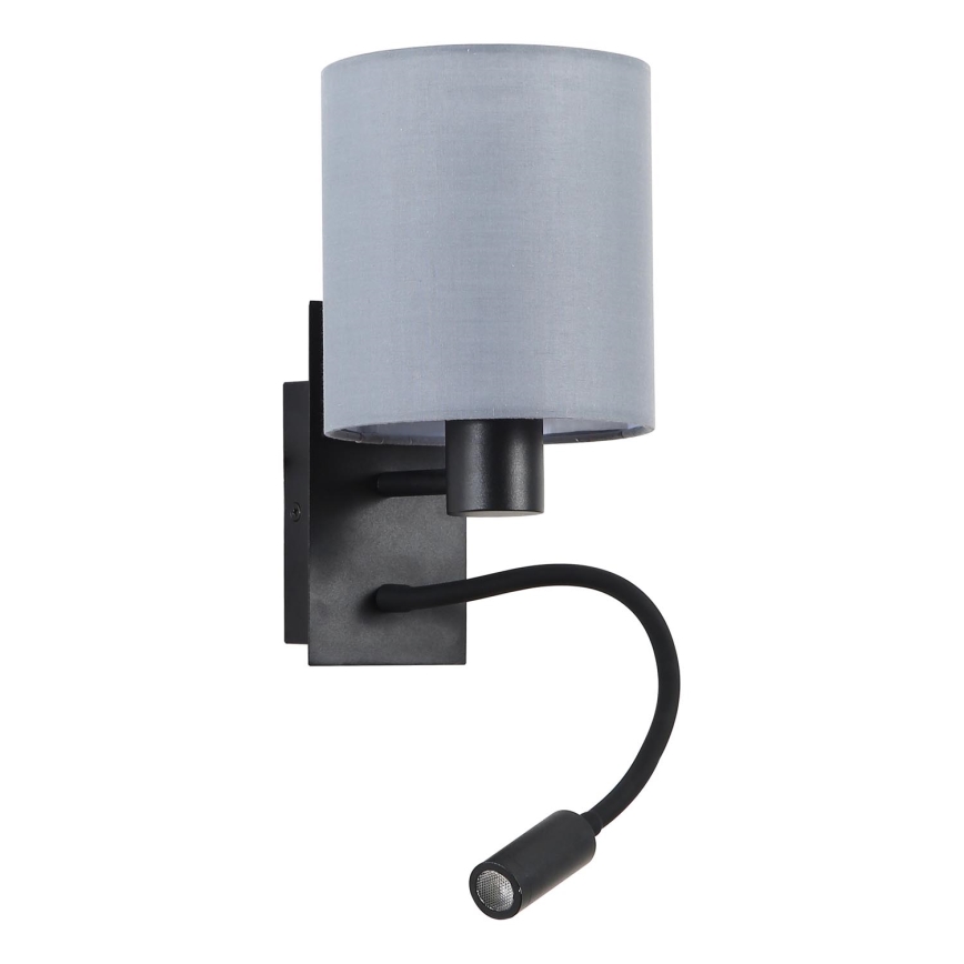 Brilagi - LED Lampada flessibile da muro NUBILA 1xE27/25W/230V + LED/3W nero/grigio