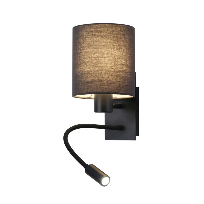 Brilagi - LED Lampada flessibile da muro NUBILA 1xE27/25W/230V + LED/3W nero/grigio