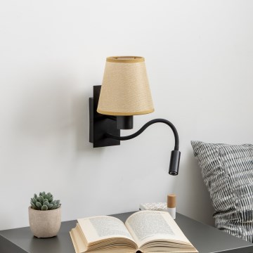 Brilagi - LED Lampada flessibile da muro NUBILA 1xE27/25W/230V + LED/3W nero/marrone chiaro