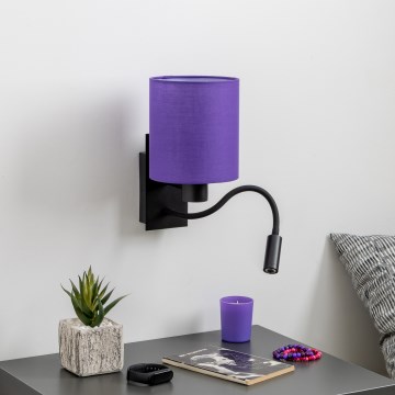 Brilagi - LED Lampada flessibile da muro NUBILA 1xE27/25W/230V + LED/3W nero/viola
