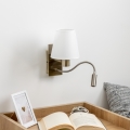 Brilagi - LED Lampada flessibile da muro NUBILA 1xE27/25W/230V + LED/3W ottone/bianco