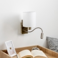 Brilagi - LED Lampada flessibile da muro NUBILA 1xE27/25W/230V + LED/3W ottone/bianco