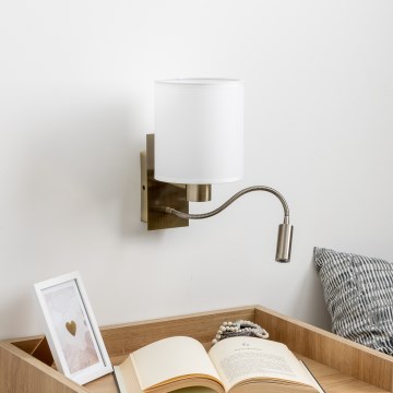 Brilagi - LED Lampada flessibile da muro NUBILA 1xE27/25W/230V + LED/3W ottone/bianco
