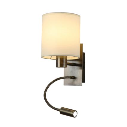 Brilagi - LED Lampada flessibile da muro NUBILA 1xE27/25W/230V + LED/3W ottone/color crema