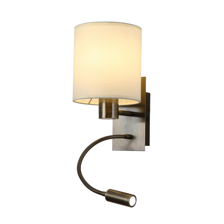 Brilagi - LED Lampada flessibile da muro NUBILA 1xE27/25W/230V + LED/3W ottone/color crema