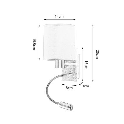 Brilagi - LED Lampada flessibile da muro NUBILA 1xE27/25W/230V + LED/3W ottone/color crema