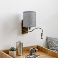 Brilagi - LED Lampada flessibile da muro NUBILA 1xE27/25W/230V + LED/3W ottone/grigio