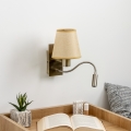 Brilagi - LED Lampada flessibile da muro NUBILA 1xE27/25W/230V + LED/3W ottone/marrone chiaro