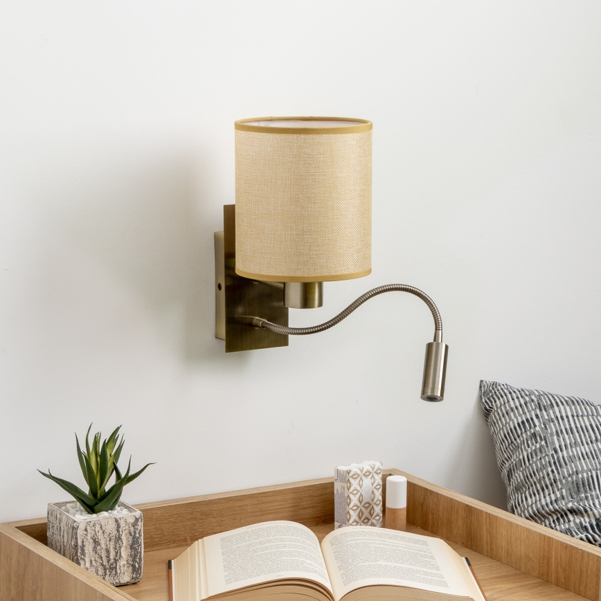 Brilagi - LED Lampada flessibile da muro NUBILA 1xE27/25W/230V + LED/3W ottone/marrone chiaro