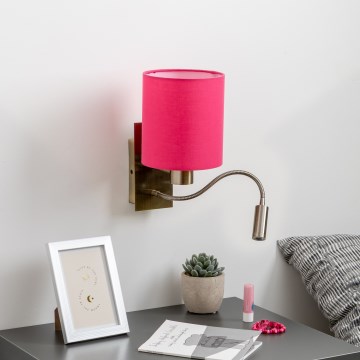 Brilagi - LED Lampada flessibile da muro NUBILA 1xE27/25W/230V + LED/3W ottone/rosa