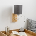 Brilagi - LED Lampada flessibile da muro NUBILA WOOD 1xE27/25W/230V + LED/3W quercia/antracite